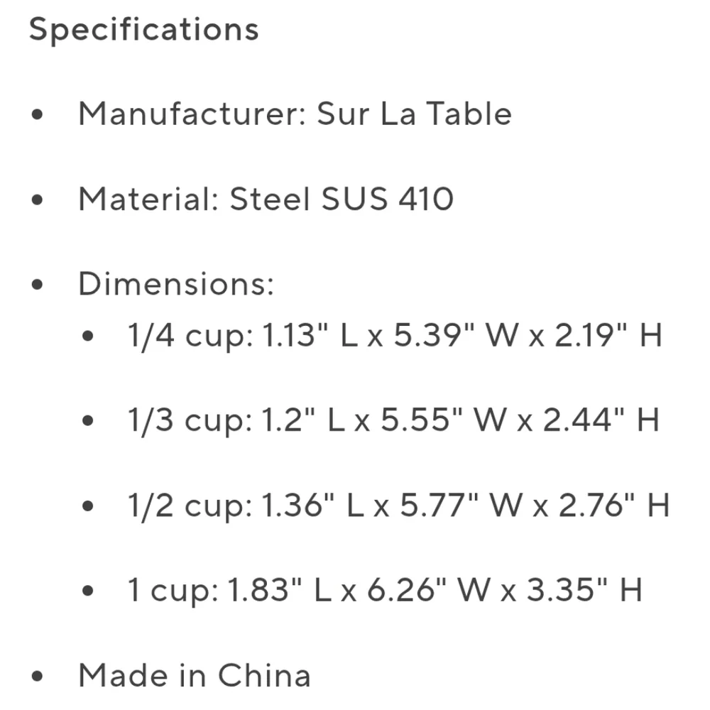 ❤️BUY 2 GET 1 FREE Sur La Table Copper Measuring Cup Set of 4, Retail $47.95 USD